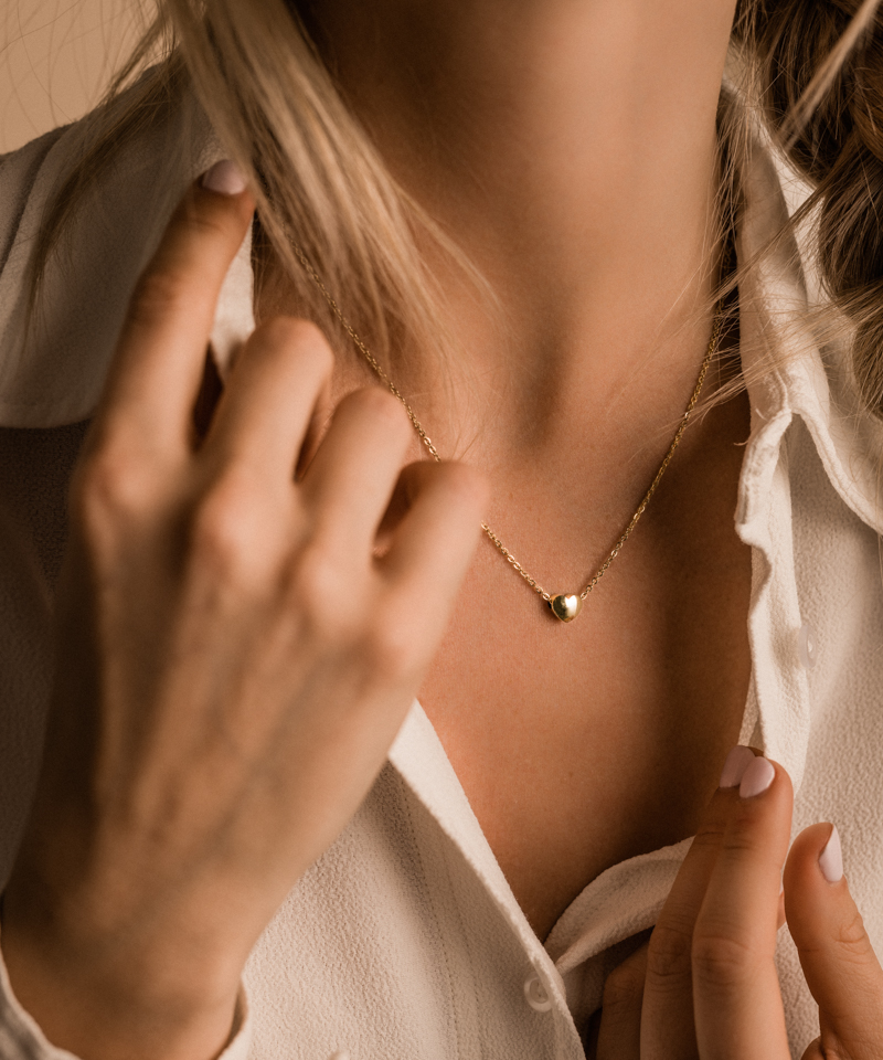 Blomdahl Medical Heart Necklace kuldse keraamilise kattega kaelakett, kaunistus 8mm