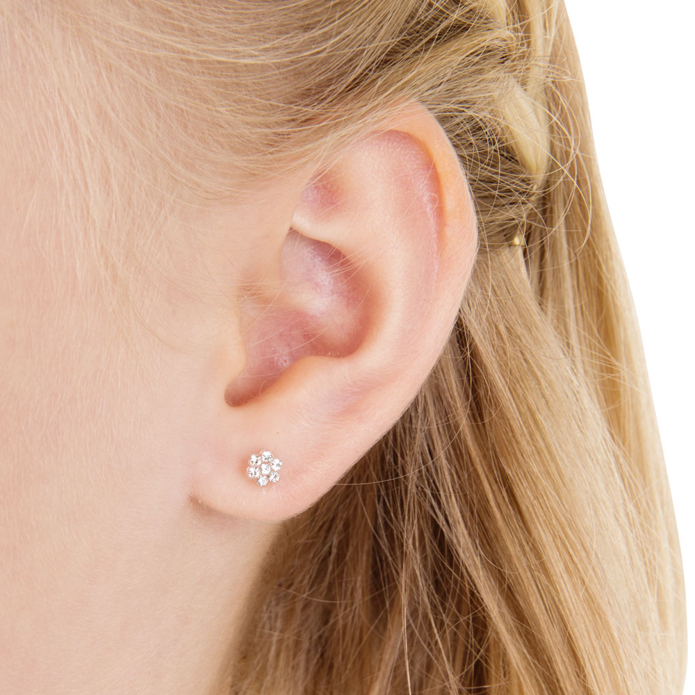 Blomdahl Medical kõrvarõngad meditsiiniline plastik niklivaba Daisy Crystal valge lill kristall 5mm